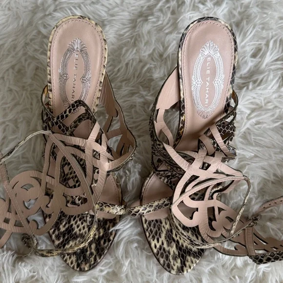 Elie Tahari Gladiator Python Knee High Lace-Up Sandals - one of a kind - NEW 💫 - Picture 8 of 12